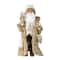 Glitzhome® 18"H Faux Fur Christmas Brown Woodland Santa Figurine with Porcelain Face